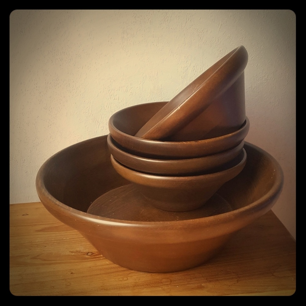 Vintage Wooden salad bowl set